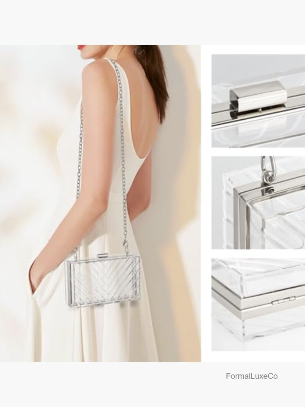Clear Acrylic Clutch Purse Stadium Approved Evening Bag View 2